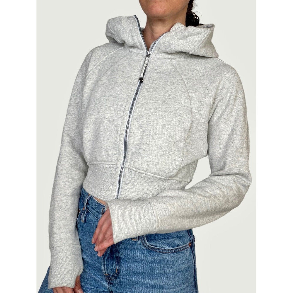 Lululemon Scuba Full-Zip Cropped Hoodie Heathered Core Ultra Light Grey Gray 8